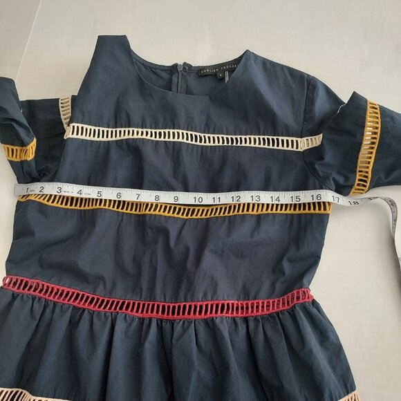 English Factory A-Line Multicolor Striped Navy Mini Dress Size Small - Picture 7 of 8